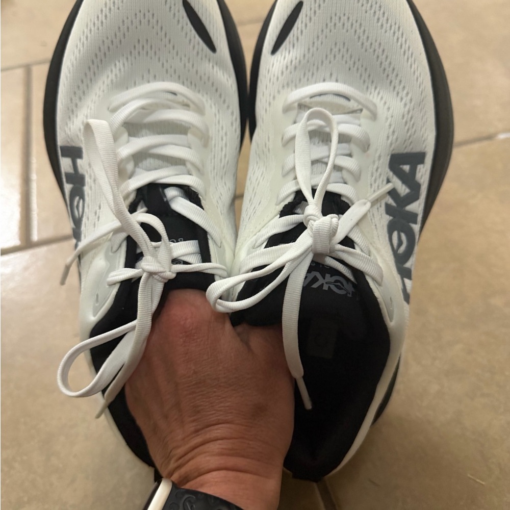 Hoka Black and White Bondi 8 Shoes - Picture 5 of 5